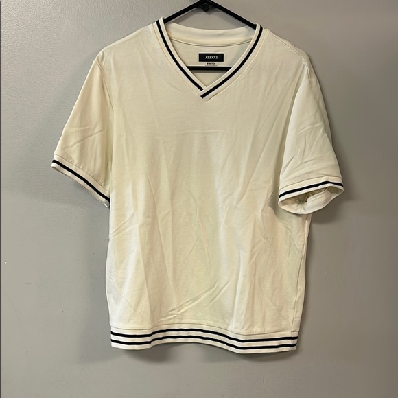 Alfani V-Neck Sweater - White with Black Trim - Picture 1 of 4